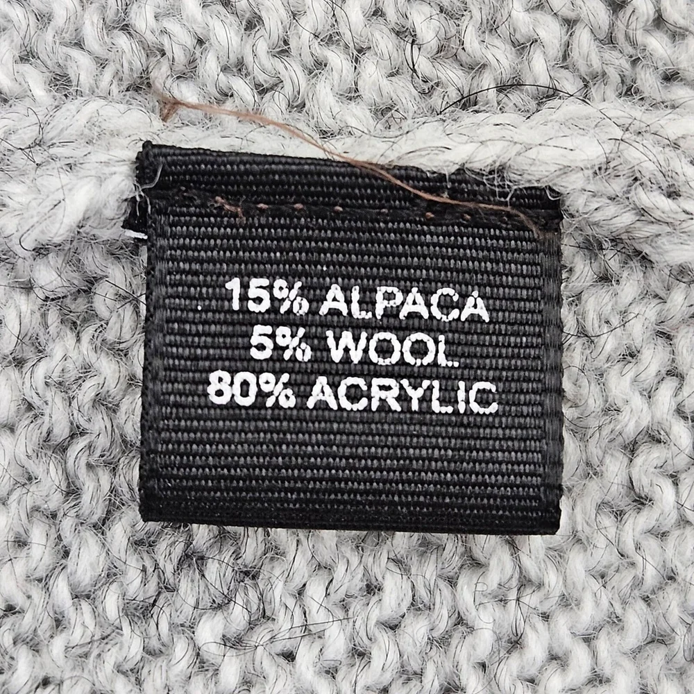 Alpaca Connection Sweater Womens Size M Gray Wool Hooded Pullover Fringe Pocket - Picture 5 of 16